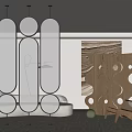 Modern Minimalist Room Dividers With Woven Panels And Wooden Wave Shapes