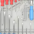 Hardware Tools Set With Assorted Screwdrivers Red Blue Handles Various Sizes And Hand Tools 3d model