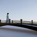 Multiple Black Bridges With Railings On White Surface And Gradient Background 3d model