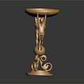 Golden Decorative Furniture With Sculptural Figure Base And Intricate Artistic Design