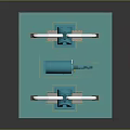 Industrial Equipment Setup With Blue Piping In Facility And Green Wall Structures
