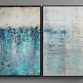 Modern Abstract Wall Art With Blue White Beige Textured Brushstrokes