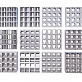 Different Designs of Decorative Lattice Windows with Metal Frames in Grid