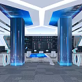 Dispatch Room Large Screen Monitoring Room Technology Hall Curved Surface Large Screen Dispatch Room Table and Chair Technology 3d model