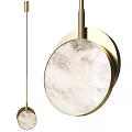 Modern Round Pendant Light With Marble Surface And Gold Metal Frame Design