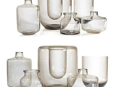 Minimalist Glass Decorative Ornament Set With Various Shapes And Clear Design For Home Decor 3d model