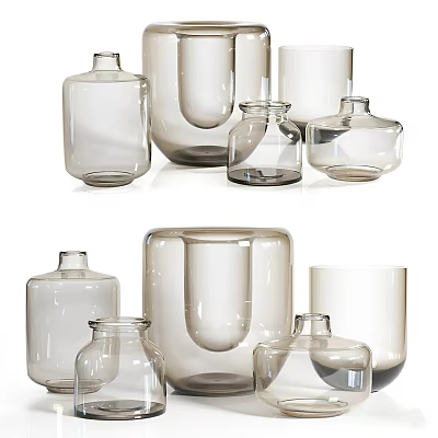 Minimalist Glass Decorative Ornament Set With Various Shapes And Clear Design For Home Decor 3d model