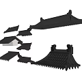 Chinese-style Eaves Roof Tile as Building Component Door Head 3d model