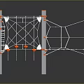 Indoor Kids Climbing Frame With White Frame Orange Nodes Vertical Poles And Netted Design