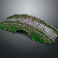 Ancient Stone Arch Bridge Component Covered With Green Moss And Weathered Texture 3d model