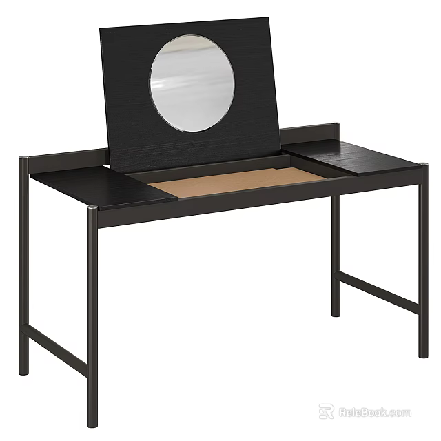 Modern Black Dressing Table With Flip Up Mirror And Storage Drawer Design 3d model