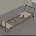 Modern Pilates Reformer With Wooden Frame Mat And Metal Springs In Indoor Setting