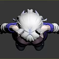 Game Movie Character With Rabbit Ears White Hair Purple Black Outfit Short Skirt Fishnet Stockings