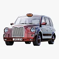 Classic London Taxi Style Cars In Black And Red With Fake Taxi Logo