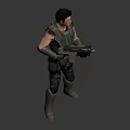 Man in Futuristic Tactical Armor Holding Large Sci Fi Rifle With Glowing Barrel