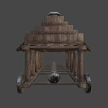 Ancient Wooden Siege Tower Vehicle With Historical Military Structure And Wheels