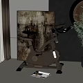 Modern Beige Stationary Exercise Bike In Home Interior With Textured Wall And Potted Plant