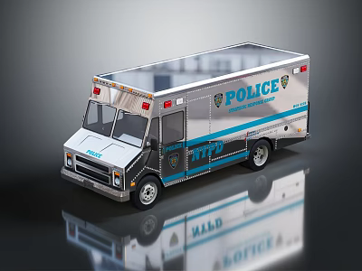 Police Car With POLICE Logo TIPPS Design Emergency Lights And Silver Blue Exterior 3d model