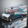Police Car With POLICE Logo TIPPS Design Emergency Lights And Silver Blue Exterior