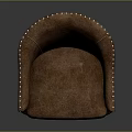 Classic Brown Leather Armchair With Curved Armrests Rivet Detailing And Comfortable Seat