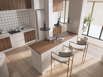 Nordic Kitchen Home Open Kitchen 3d model