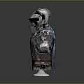Medieval Knight Armor With Silver Plates Blue Accents And Leather Straps