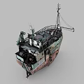 Old Rusted Ship With Deck Crane Antennas Weathered Hull And Industrial Structure 3d model