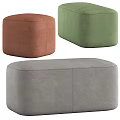 Stylish Upholstered Ottoman Set With Brown Green And Gray Hues For Living Room