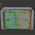 Futuristic Industrial Metal Double Door With Geometric Panel Design And Frame