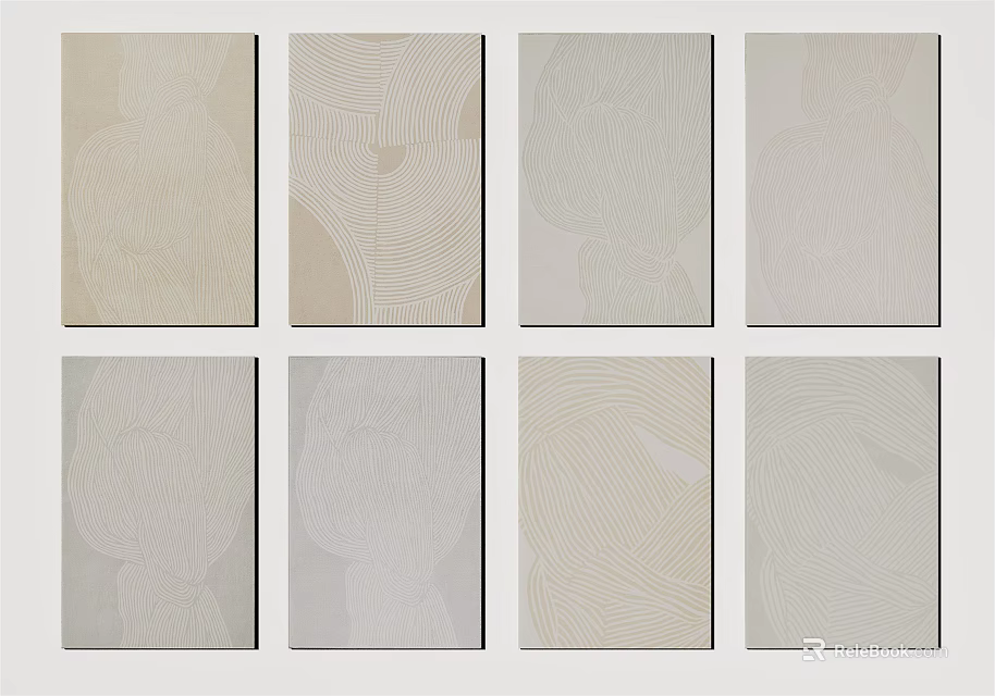 Modern Square Rugs With Diverse Patterns And Soft Neutral Color Tones 3d model 