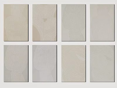Modern Square Rugs With Diverse Patterns And Soft Neutral Color Tones 3d model
