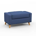 Modern Blue Upholstered Ottoman With Wooden Legs And Simple Design