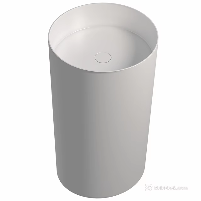 Modern White Cylindrical Wash Basin With Sleek Surface For Bathroom Interior 3d model 