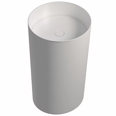 Modern White Cylindrical Wash Basin With Sleek Surface For Bathroom Interior 3d model