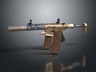 Modern Tan Assault Rifle With Magazine Scope And Barrel Design 3d model