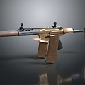 Modern Tan Assault Rifle With Magazine Scope And Barrel Design