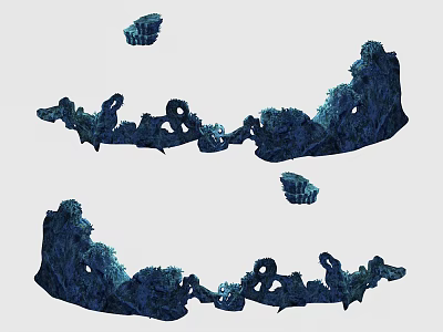 Decorative Blue Rockery Garden Ornaments With Natural Landscape Design Elements 3d model