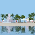 Modern Beach Online Red Beach Architecture 3d model