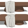 Brown Sofa Bench with Gray Blanket Draped Over and Cylindrical Legs Design 3d model