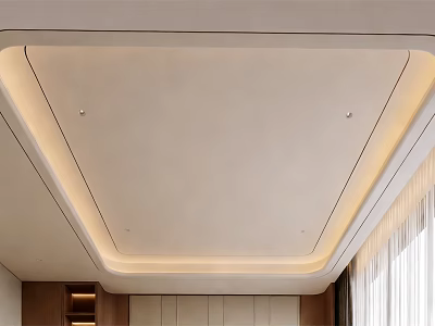 Modern Minimalist Ceiling Design With Built in LED Strips Recessed Lights And Soft Lighting 3d model