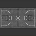 Basketball Court Equipment With Two Hoops Gray Surface White Lines And Center Circle