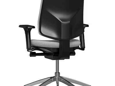 Ergonomic Black Office Chair With Gray Cushion And Metal Base Armrests 3d model