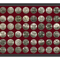 Vintage Framed Coin Collection Wall Decor With Red Background Display Art 3d model