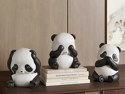 Panda Shaped Ceramic Decorative Figurines for Home Decor Display on Books 3d model