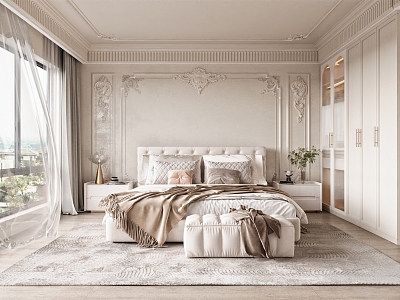 Cream Bedroom French Style 3d model