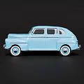 Light Blue Classic Station Wagon With Vintage Design And White Wheels