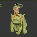 Female Character In Bikini Riding Green Monster With Yellow Umbrella And Sunglasses