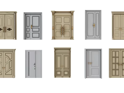 Beautiful Double Doors With Various Designs For Home Interior And Entrance 3d model