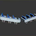 Two Blue And White Electronic Terminals With Multiple Pins And Plastic Housing