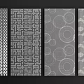 Four Abstract Geometric Textured Background Patterns in Modern Gray Tones 3d model